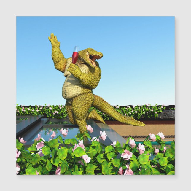 Grappige Krokodil Champagnetuinfeest Kunst (Voorkant)