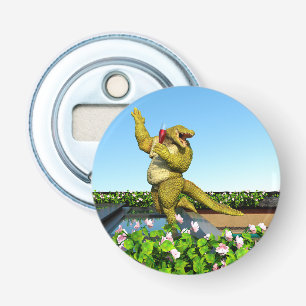 Grappige Krokodil Champagnetuinfeest Kunst Button Flesopener