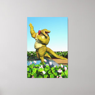 Grappige Krokodil Champagnetuinfeest Kunst Canvas Afdruk