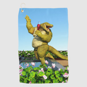 Grappige Krokodil Champagnetuinfeest Kunst Golfhanddoek