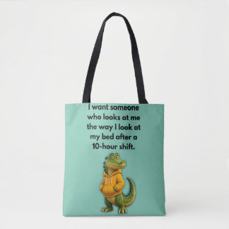 Grappige Krokodil in Hoodie Mintgroene Tote Tas