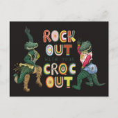 Grappige Krokodil Pun Rock Out Met Uw Croc Out Briefkaart (Voorkant)