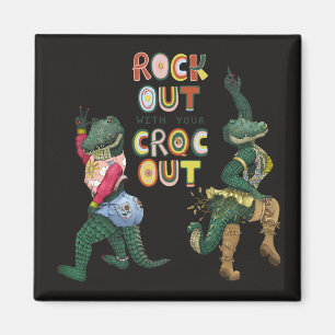 Grappige Krokodil Pun Rock Out Met Uw Croc Out Magneet