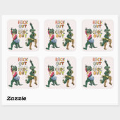 Grappige Krokodil Pun Rock Out Met Uw Croc Out Vierkante Sticker (Vel)