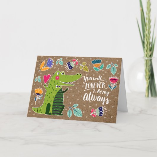 Grappige Krokodil Valentijnsdag Feestdagen Kaart (Voorkant)