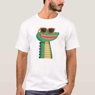 Grappige Krokodil Zonnebril Cute Cartoon Dier T-shirt