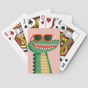 Grappige Krokodil Zonnebril Schattig Cartoon Dier Pokerkaarten