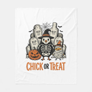 Grappige Kuiken Of Behandelen Halloween Kip Grafis Fleece Deken