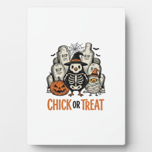 Grappige Kuiken Of Behandelen Halloween Kip Grafis Fotoplaat