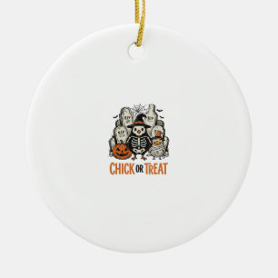 Grappige Kuiken Of Behandeling Halloween Kip Grafi Keramisch Ornament