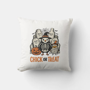 Grappige Kuiken Of Behandeling Halloween Kip Grafi Kussen