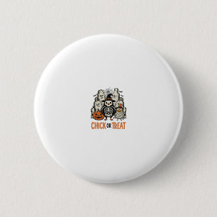 Grappige Kuiken Of Behandeling Halloween Kip Grafi Ronde Button 5,7 Cm
