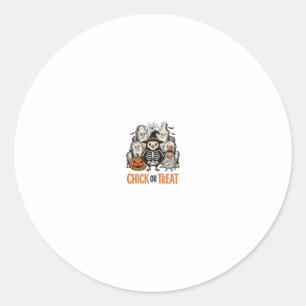 Grappige Kuiken Of Behandeling Halloween Kip Grafi Ronde Sticker