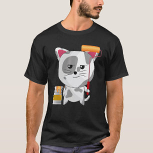 Grappige Kunstenaar Kat Schilderen Professioneel V T-shirt