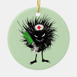 Grappige kwaadaardige verpleegster met injectiespu keramisch ornament