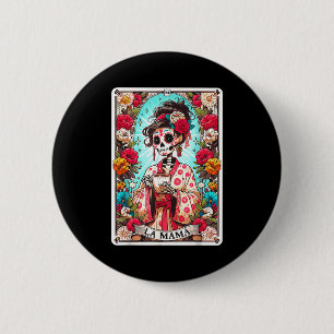 Grappige la mama tarotkaart Mexicaans skelet mama Ronde Button 5,7 Cm