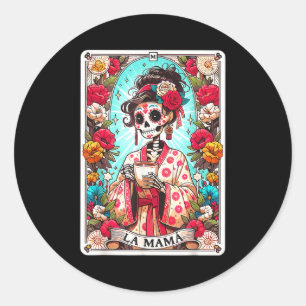 Grappige la mama tarotkaart Mexicaanse skelet mama Ronde Sticker