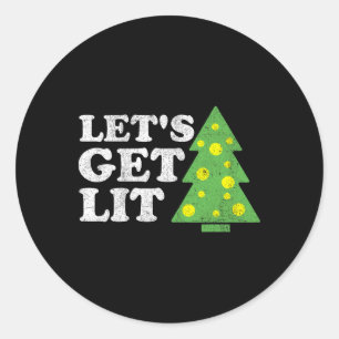 Grappige Laat Ons Licht Kerstboom Retro Lelijke Fe Ronde Sticker