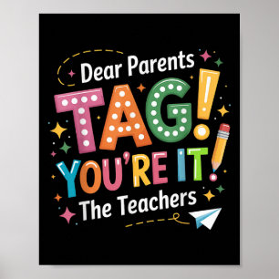 Grappige Laatste Schooldag Beste Ouders Label, Ler Poster