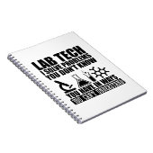 Grappige lab tech citeert humor van laboratoriumte notitieboek (Rechterzijde)