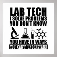 Grappige lab tech citeert humor van laboratoriumte