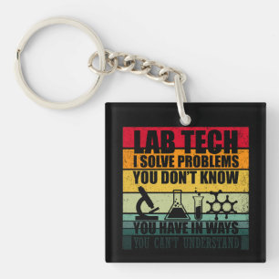 Grappige lab tech citeert humor van laboratoriumte sleutelhanger