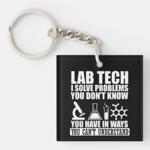 Grappige lab tech citeert humor van laboratoriumte sleutelhanger