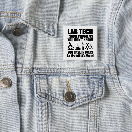 Grappige lab tech citeert humor van laboratoriumte vierkante button 5,1 cm (In situ)