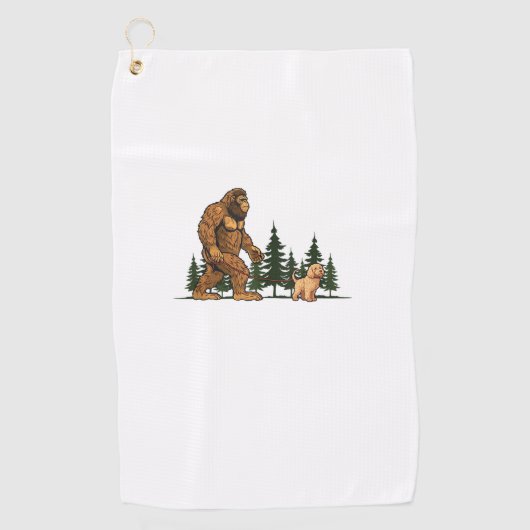 Grappige Labradoodle Bigfoot Hond Wandelende Hond  Golfhanddoek (Voorkant)