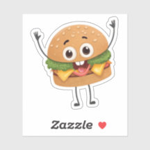Grappige Lachende Burger Vinyl Sticker | Schattig