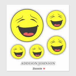 Grappige lachende emoji gele gezichten Voeg naam t Sticker