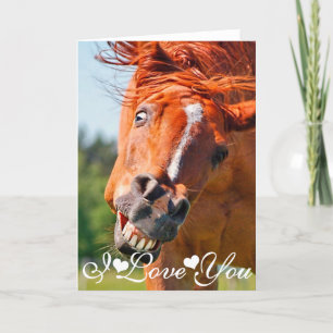 Grappige lachende paard foto Ik hou van jou Kaart