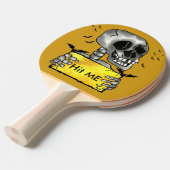 Grappige lachende schedel tafeltennisbatje (Voorkant Gekanteld)