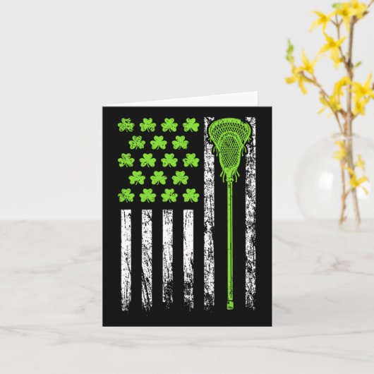 Grappige Lacrosse Amerikaanse Vlag St. Patrick Dag Kaart (Gele Bloem)