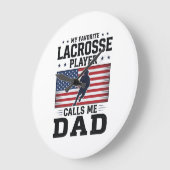 Grappige Lacrosse Vader Amerikaanse Vlag Vintage T Grote Klok (Hoek)