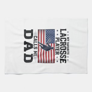 Grappige Lacrosse Vader Amerikaanse Vlag Vintage T Theedoek