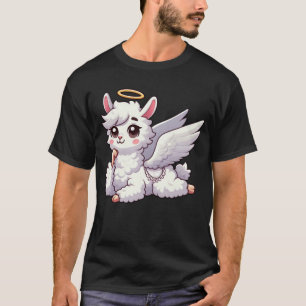 Grappige lama alpaca engel met vleugels en halo t-shirt