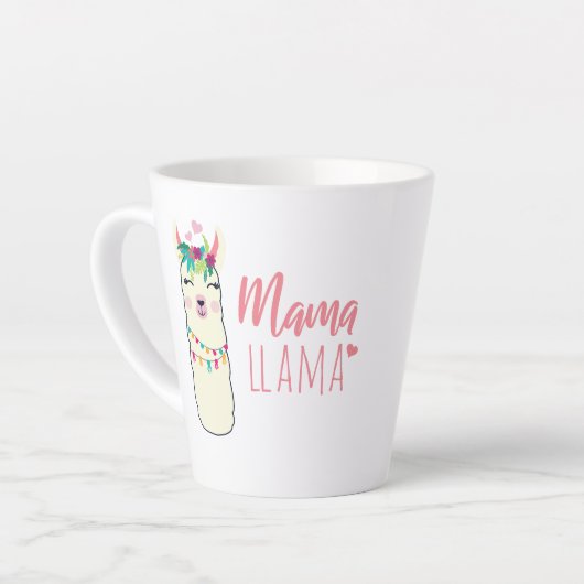 Grappige Lama MAMA Cute Moederdag Verjaardag Cadea Latte Mok (Linkerhoek)
