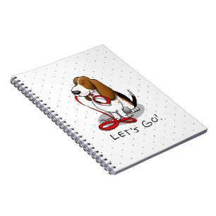 Grappige Laten we gaan! Wandelende Basset Hound (d Notitieboek