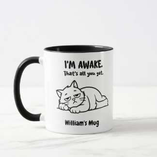 Grappige Lazy Cat Mok - Custom Ik ben Wake Cup