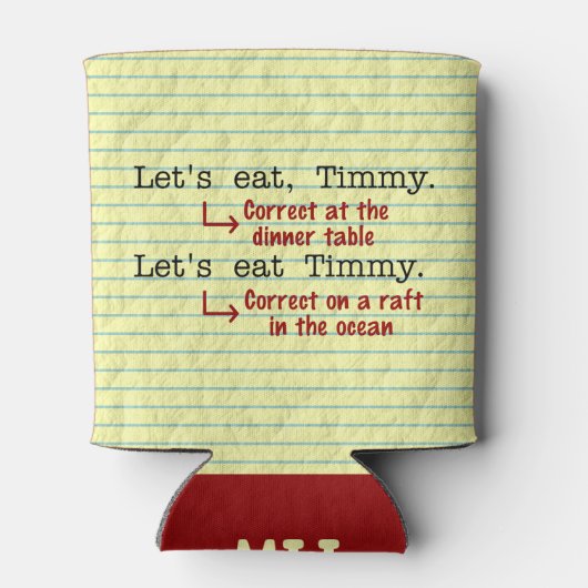 Grappige leestekens grammatica monogrammed blikjeskoeler (Achterkant)