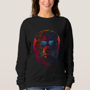 Grappige Leeuw Cool Dierenvriend Retro Art Cat Kin Trui