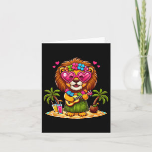 Grappige Leeuw Hawaiian Kostuum Kinder zomervakant Kaart