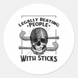 Grappige Legaal Mensen Slaan Met Stokken Schedel F Ronde Sticker