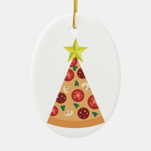 grappige lelijke kerstboom pizza keramisch ornament (Voorkant)