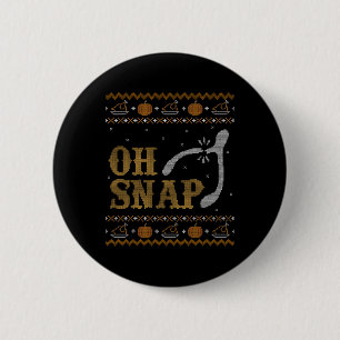 Grappige lelijke Thanksgiving-trui shirt Oh Snap w Ronde Button 5,7 Cm