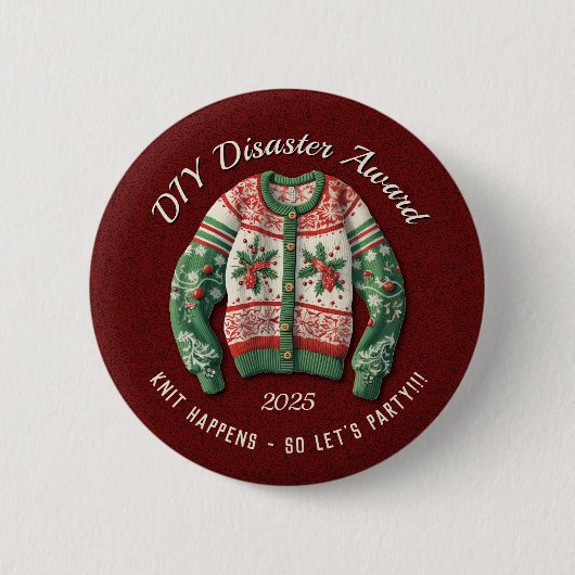 Grappige lelijke trui award partij ronde button 5,7 cm (Voorkant)