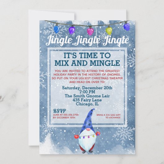 Grappige lelijke trui kabouter kerstfeest kaart (Voorkant)