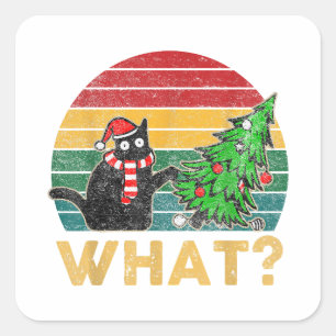 Grappige lelijke trui kerst shirt stoute kat San Vierkante Sticker