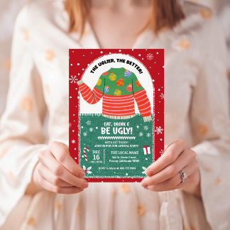 Grappige lelijke trui kerstfeest kaart